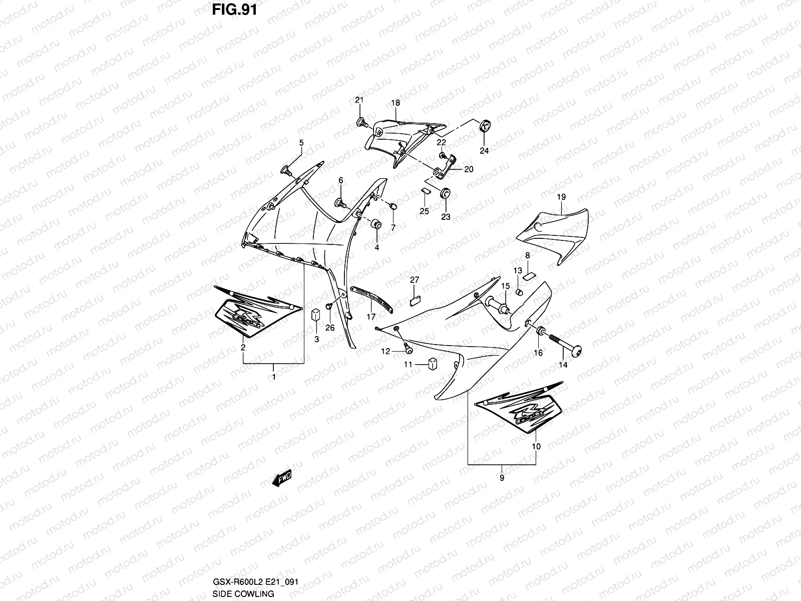 91 - SIDE COWLING (GSX-R600L2 E24:44X)