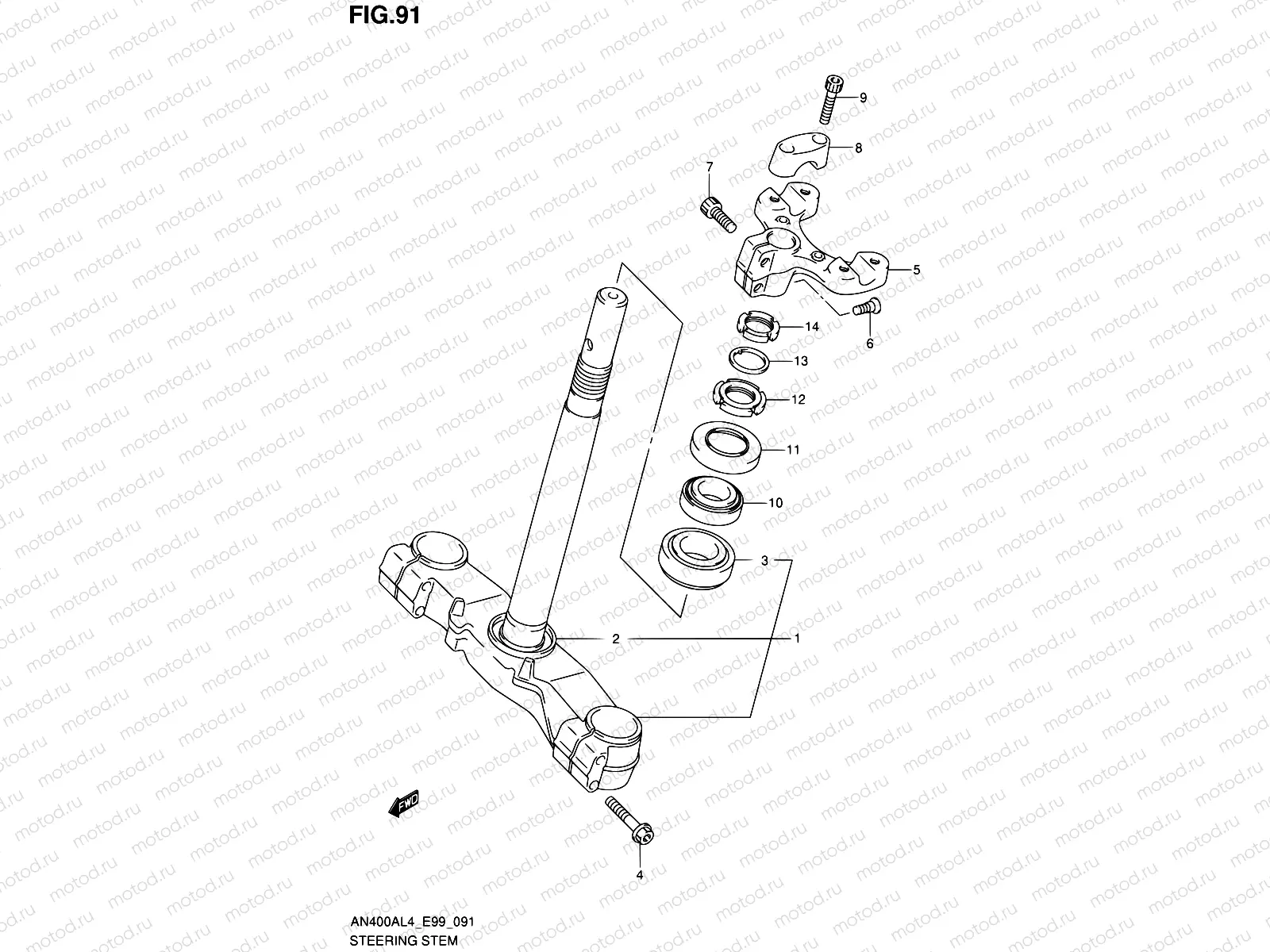 91 - STEERING STEM (AN400L4 E99)