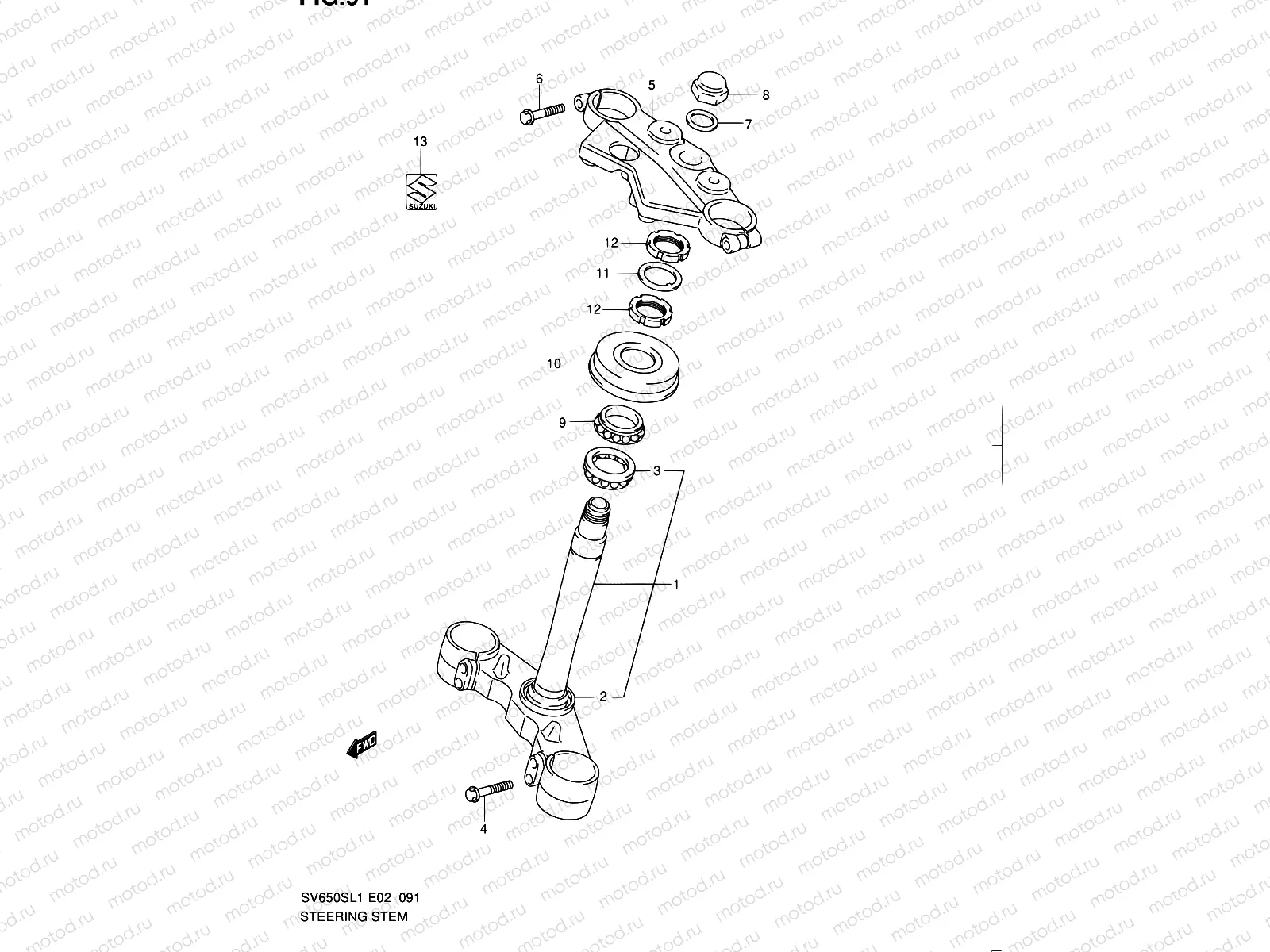 91 - STEERING STEM (SV650SAL1 E24)