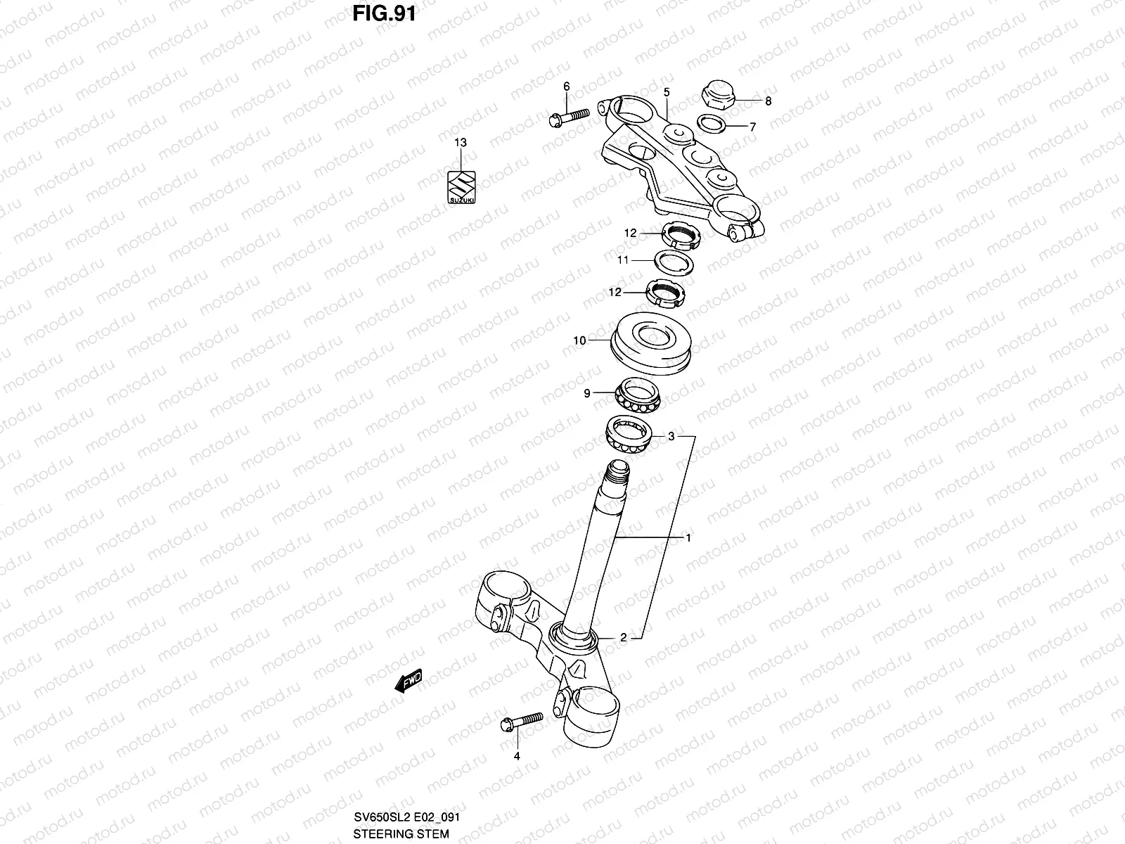 91 - STEERING STEM (SV650SUL2 E24)