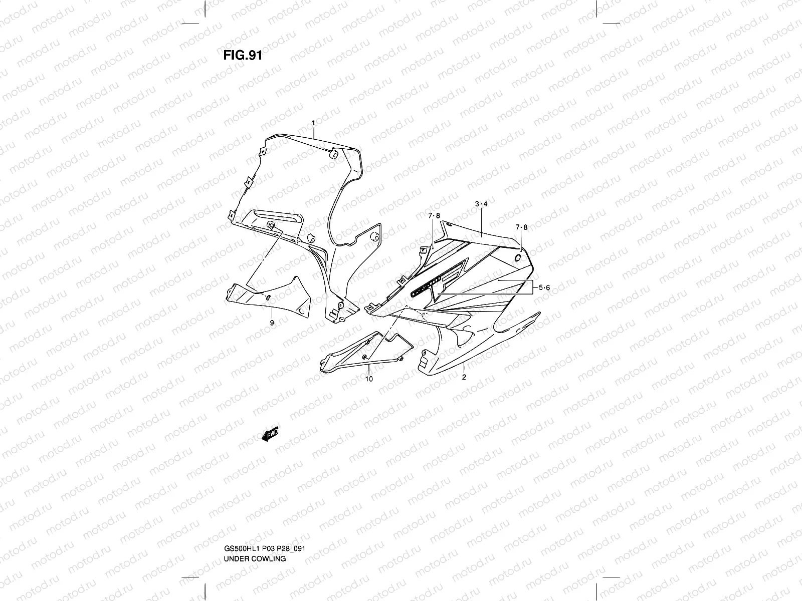 91 - UNDER COWLING  (GS500FH P03)