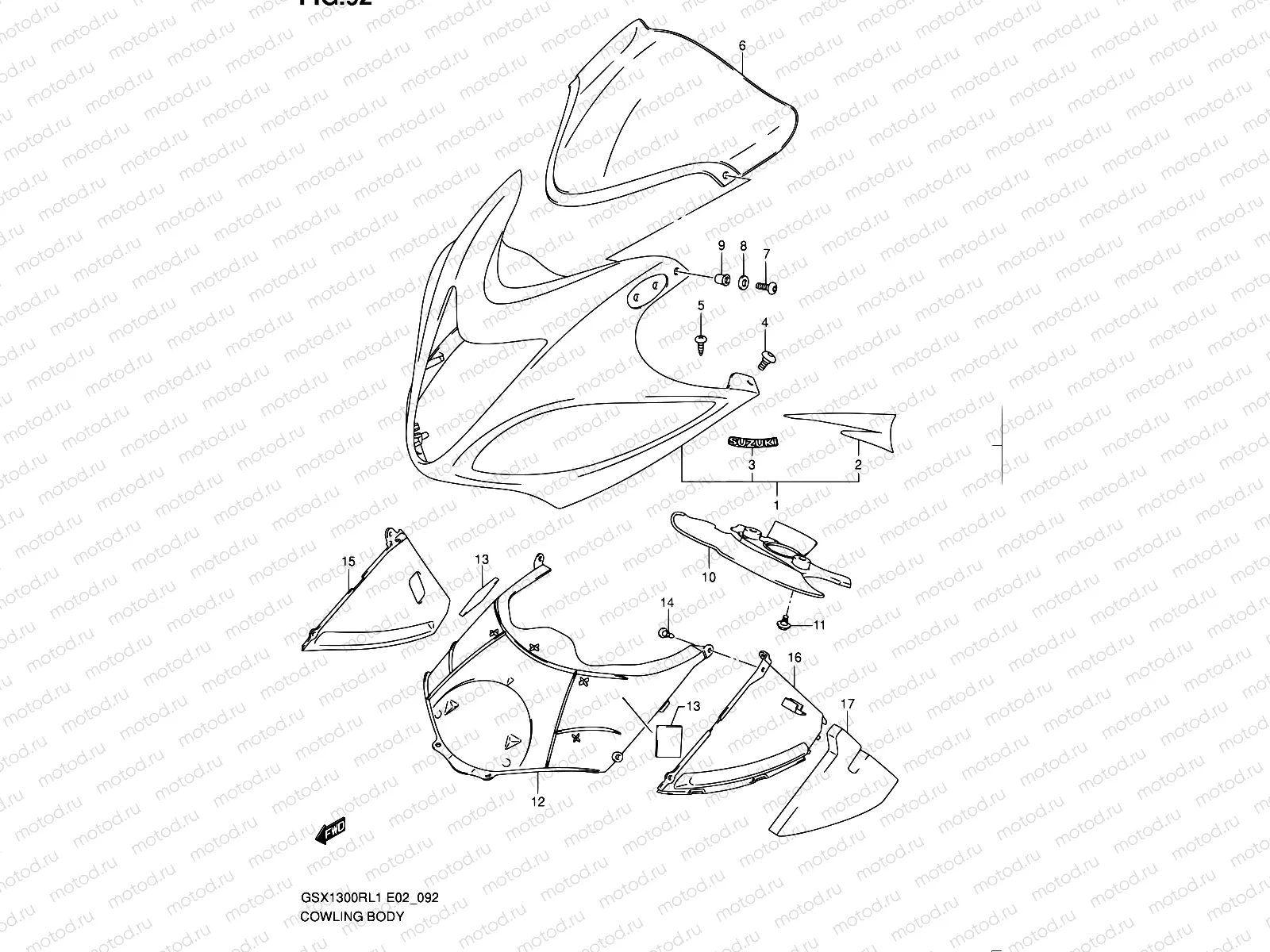 92 - COWLING BODY (GSX1300RL1 E19)