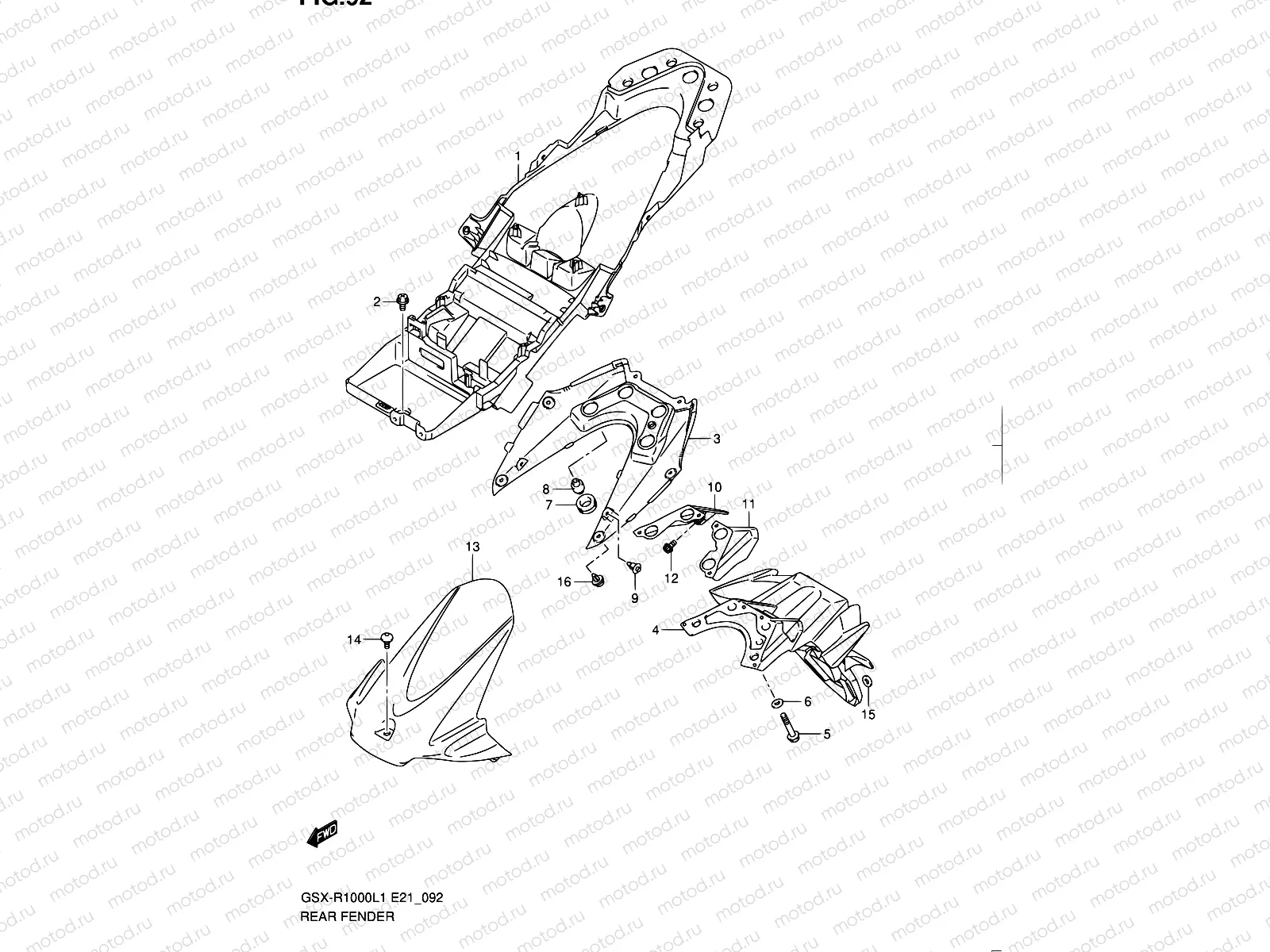 92 - REAR FENDER (GSX-R1000L1 E51)