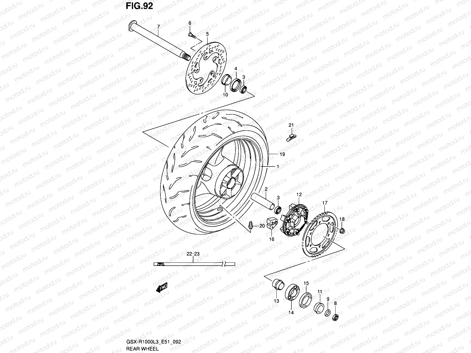 92 - REAR WHEEL (GSX-R1000L3 E51)