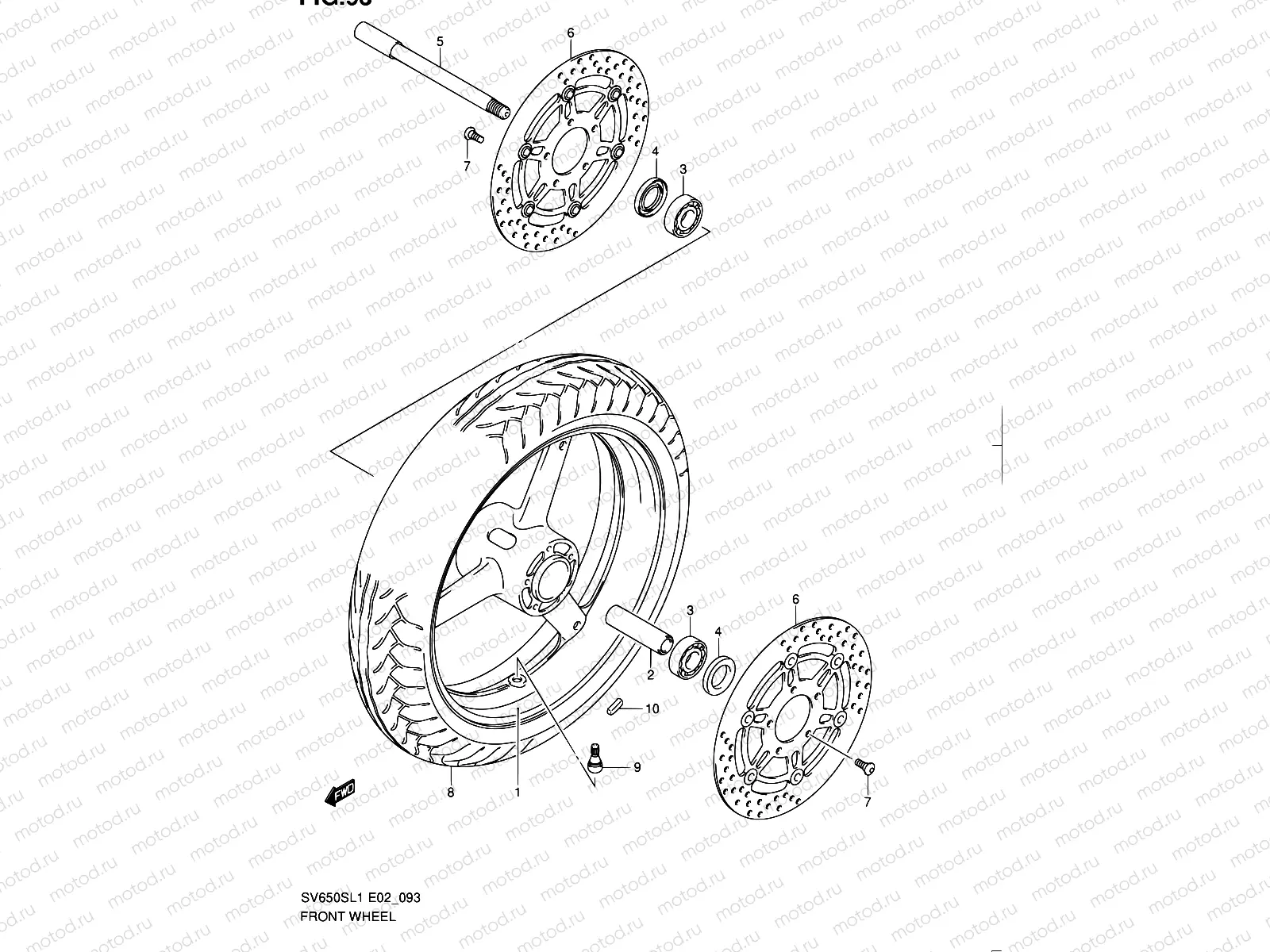 93 - FRONT WHEEL (SV650SL1 E02)
