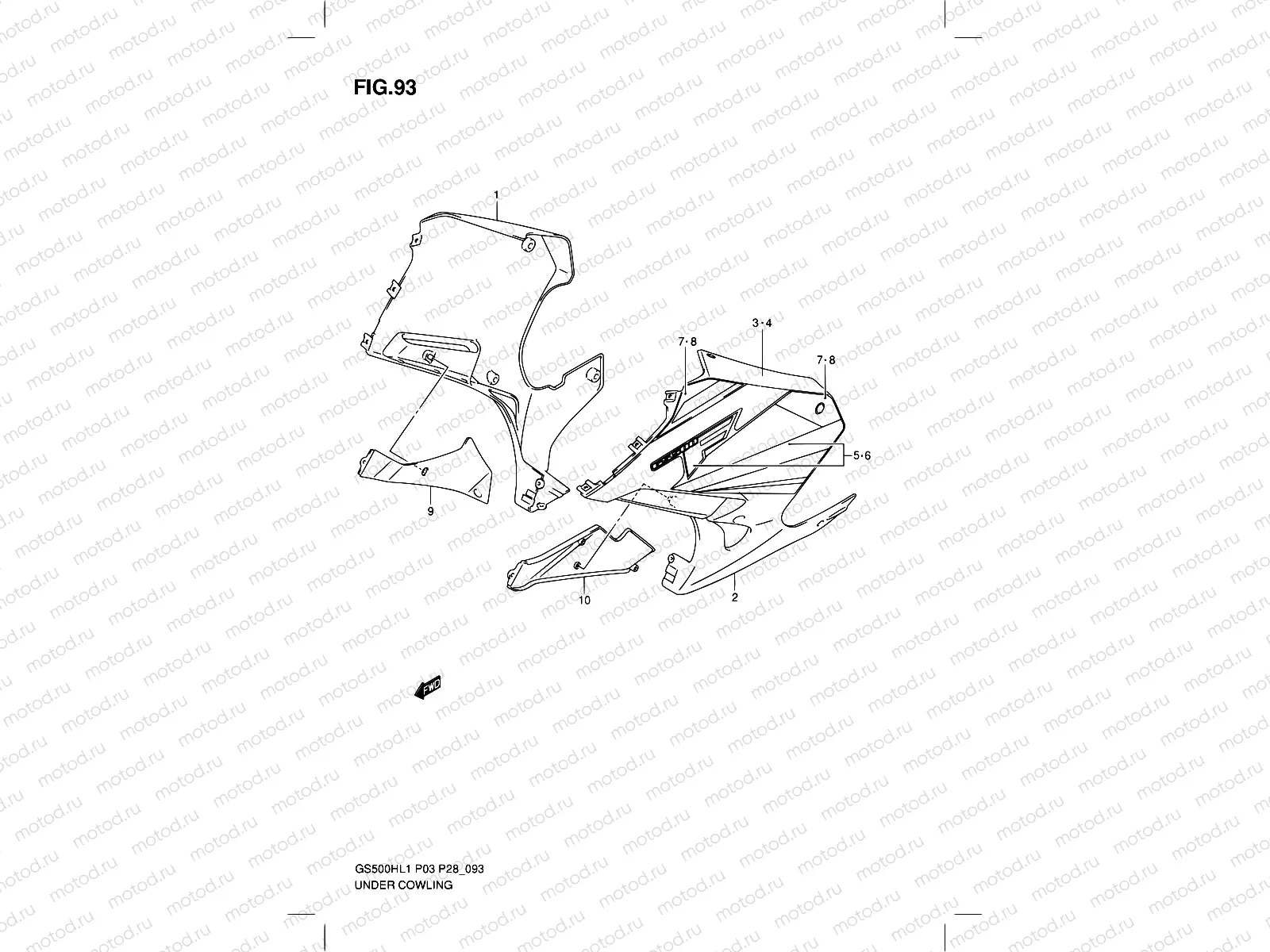 93 - UNDER COWLING  (GS500FH P33)