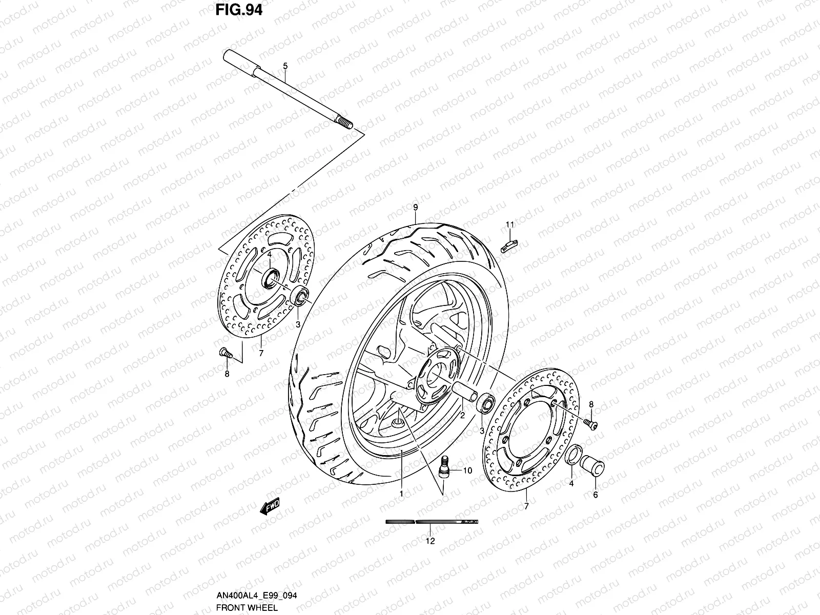 94 - FRONT WHEEL (AN400L4 E99)