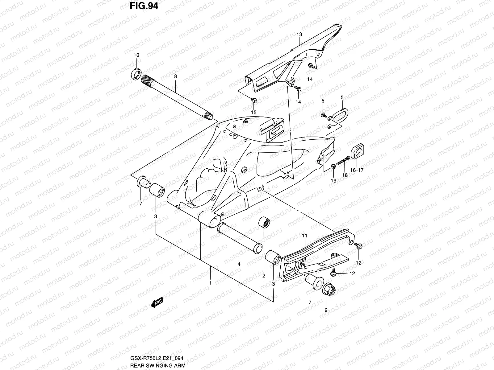 94 - REAR SWINGING ARM (GSX-R750UFL2 E21)