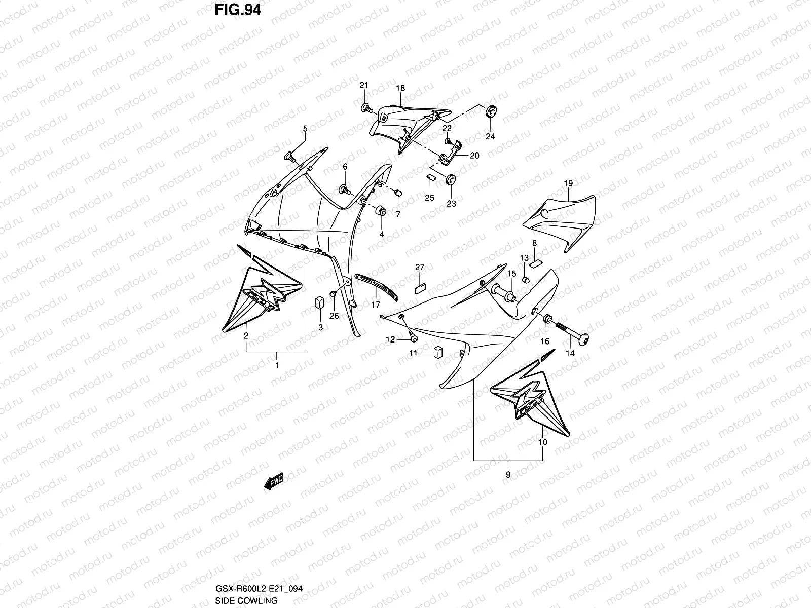 94 - SIDE COWLING (GSX-R600UFL2 E21:GLR)