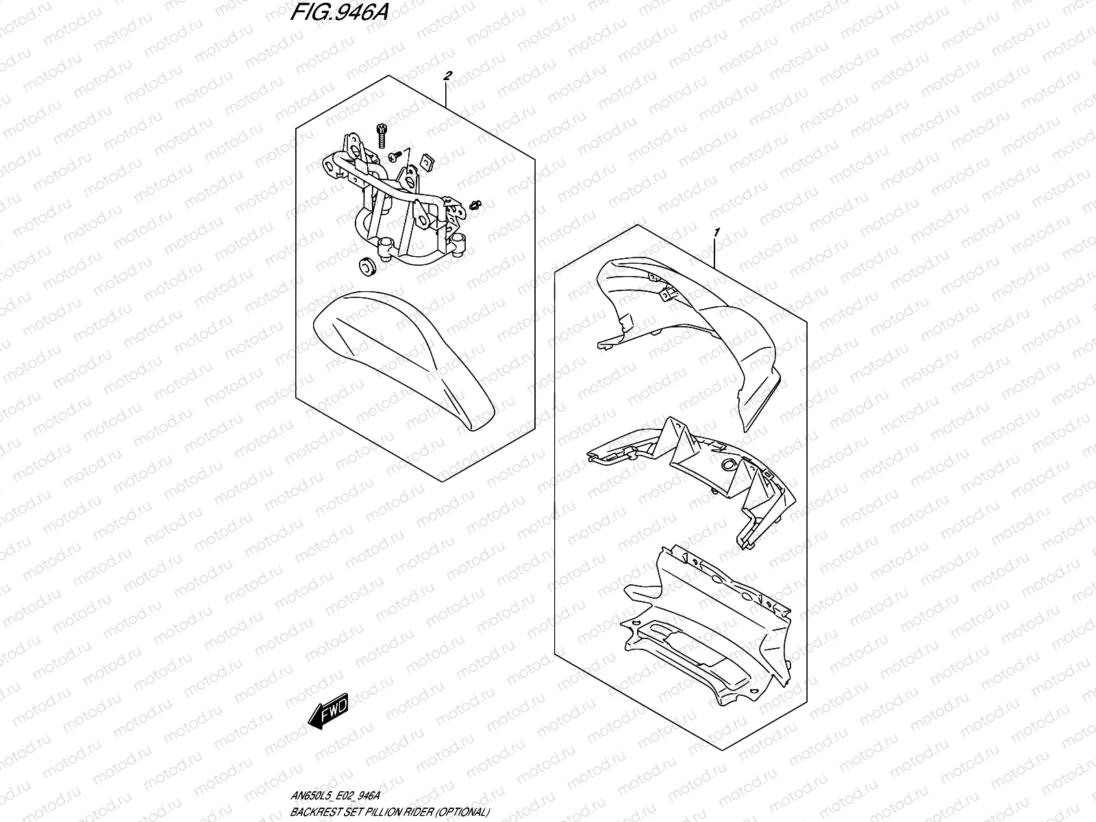946A - BACKREST SET PILLION RIDER (OPTIONAL) (AN650L5 E19)