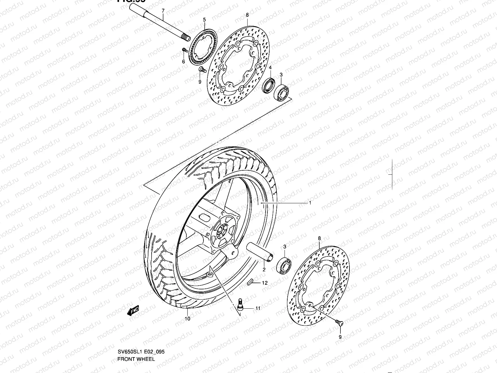 95 - FRONT WHEEL (SV650SAL1 E24)