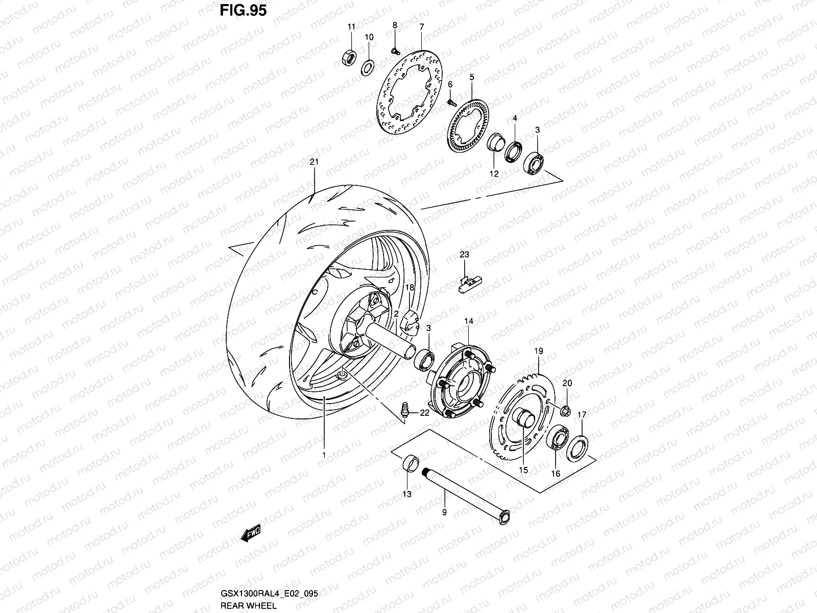 95 - REAR WHEEL (GSX1300RAL4 E02)
