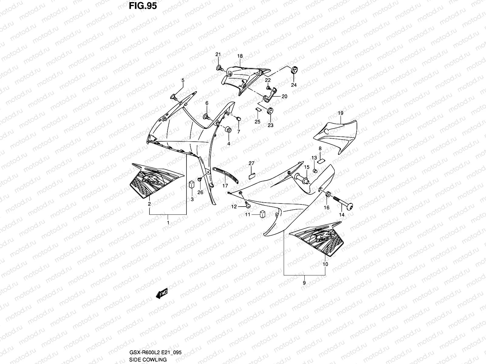 95 - SIDE COWLING (GSX-R600UFL2 E21:(JDT,YVB))