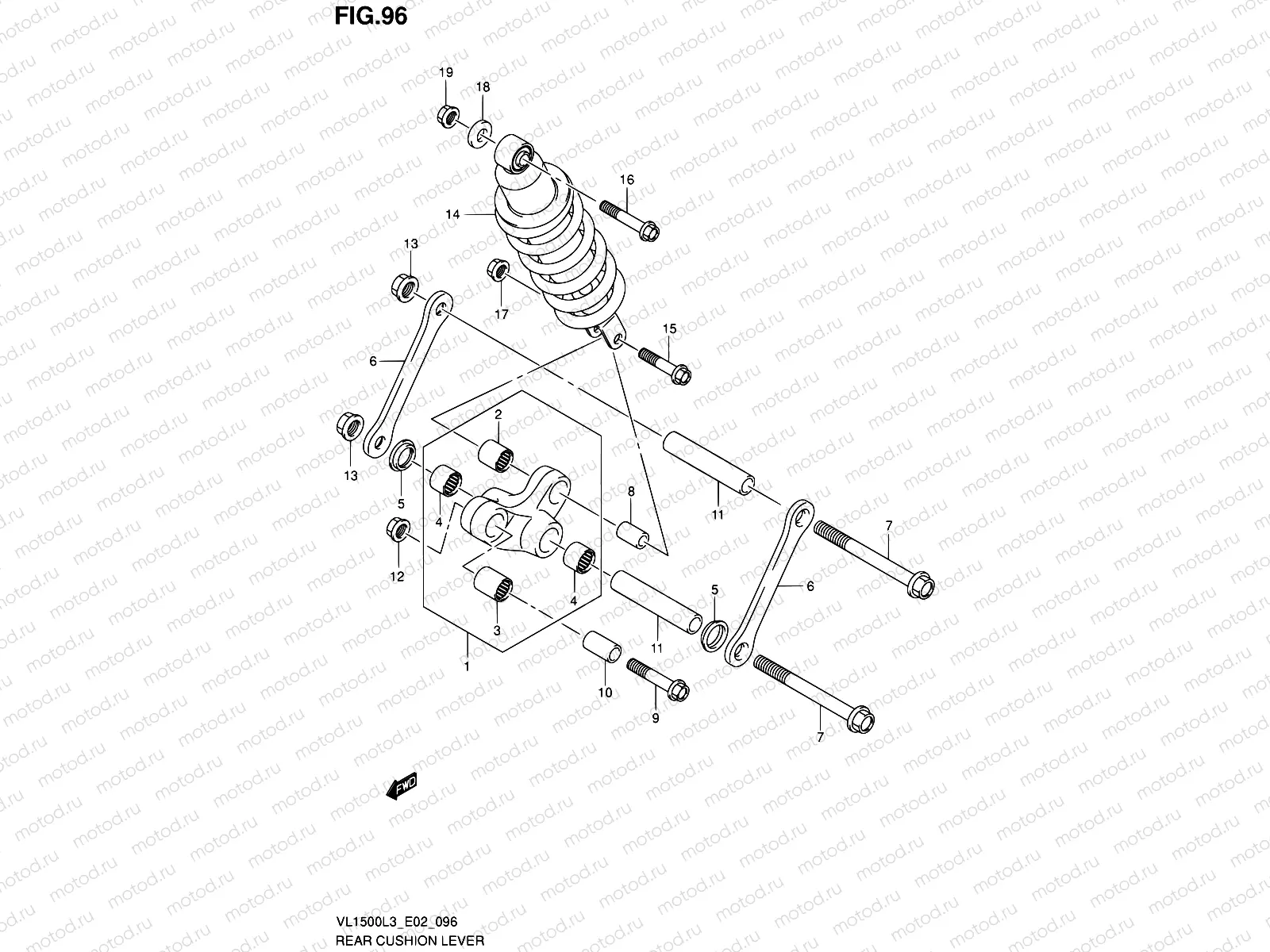 96 - REAR CUSHION LEVER (VL1500L3 E19)