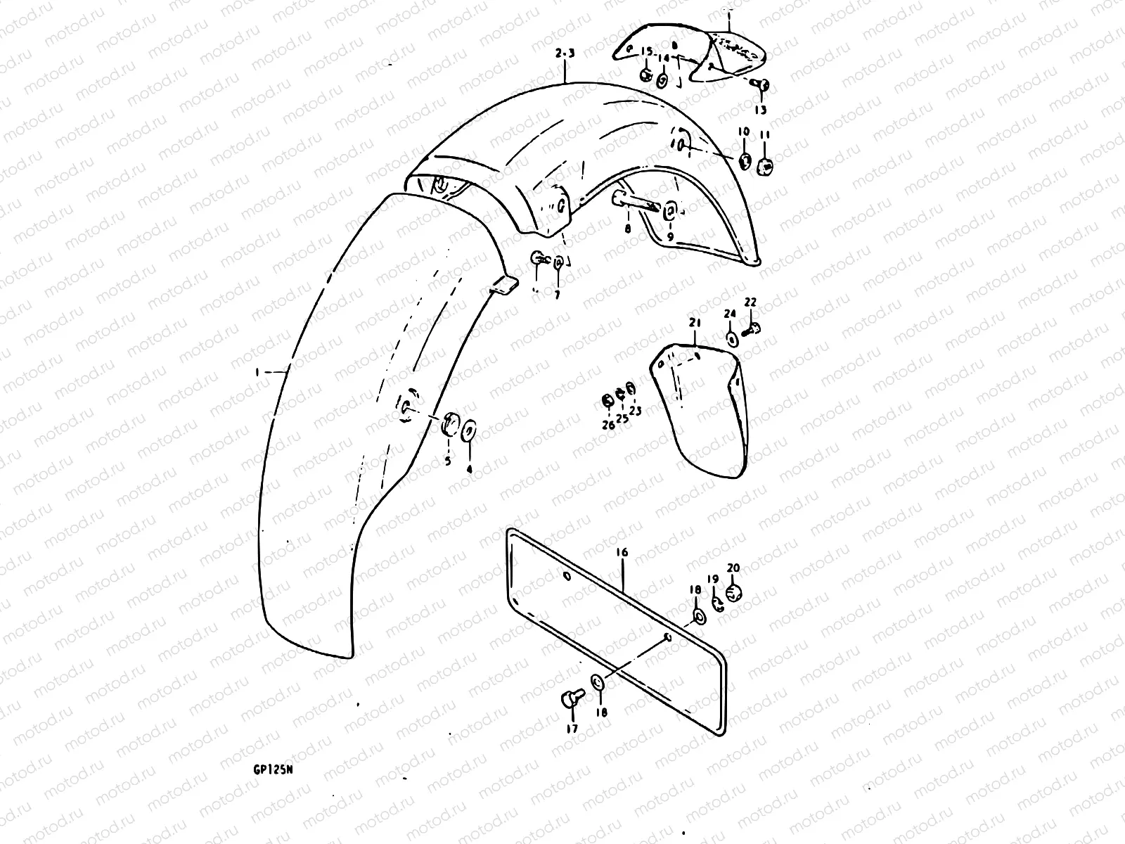96 - REAR FENDER (GP125C, GP125N)