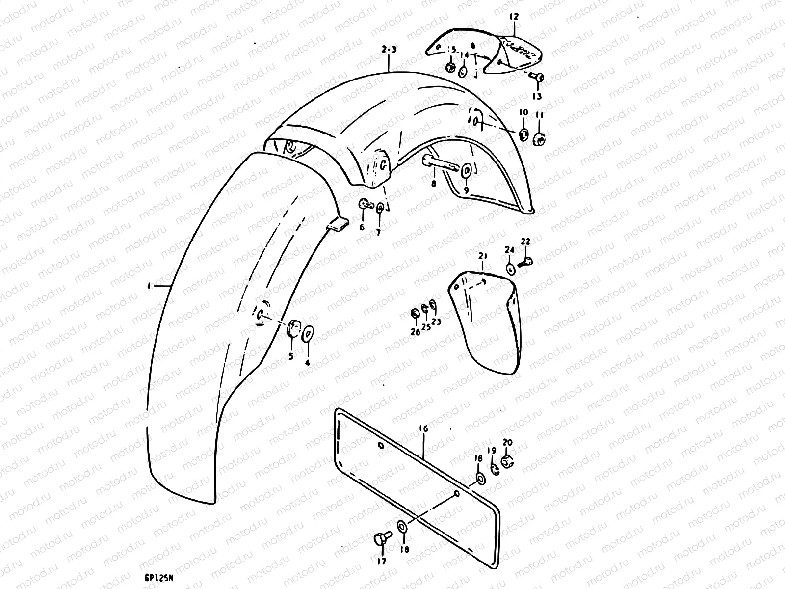 97 - REAR FENDER (GP125UC, GP125UN)