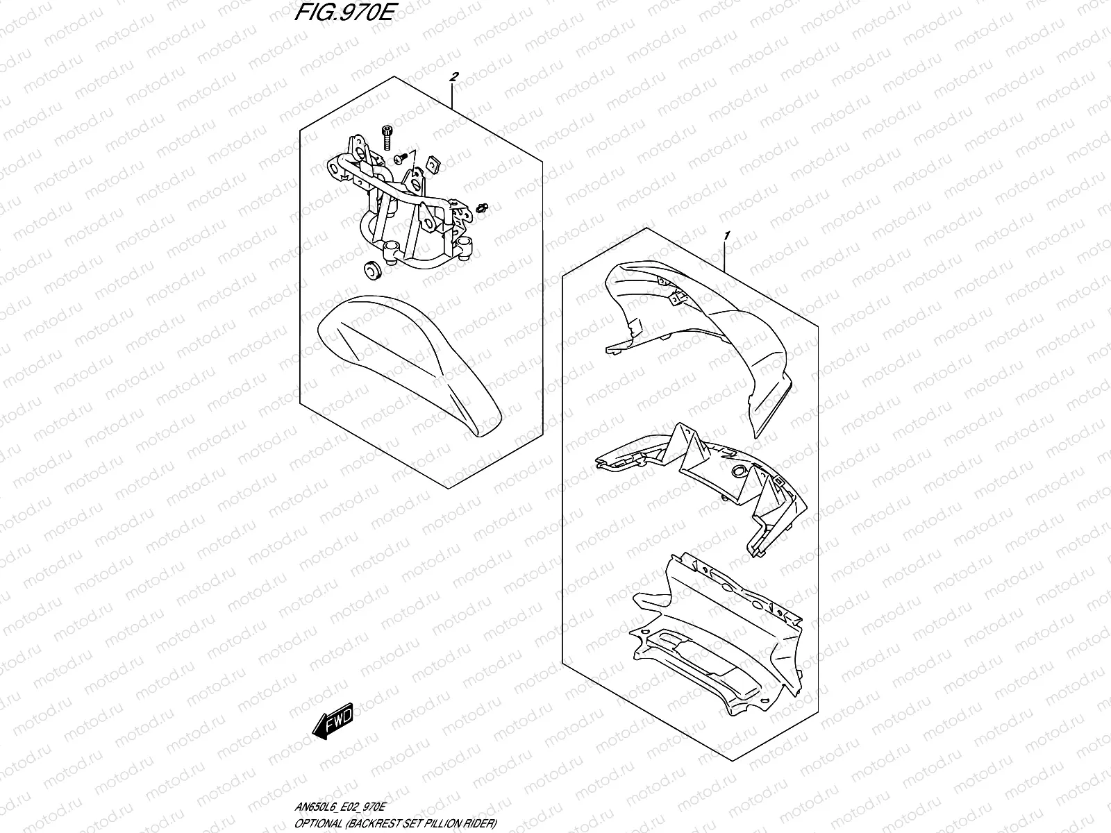 970E - OPTIONAL (BACKREST SET PILLION RIDER) (AN650L6 E19)