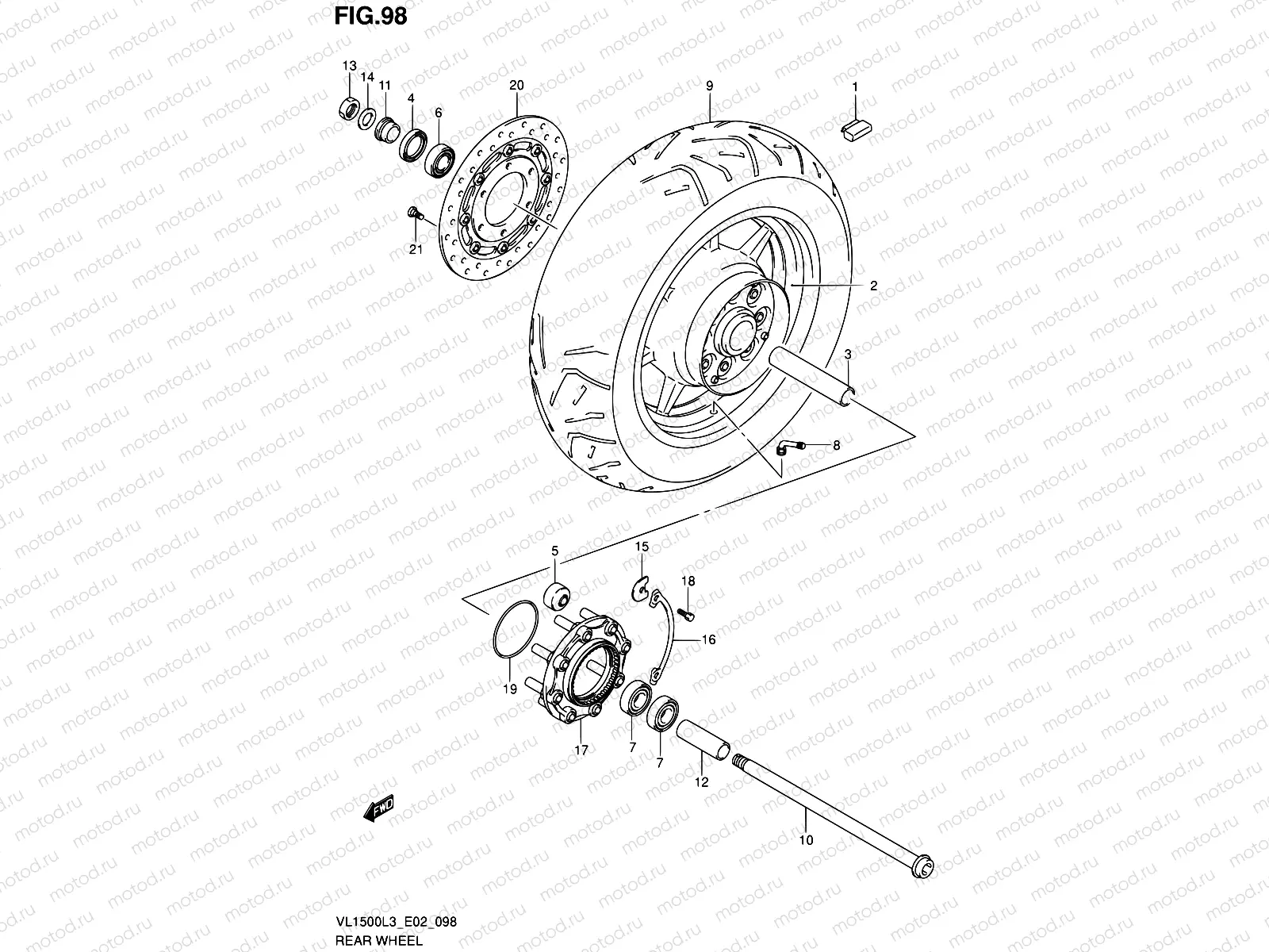 98 - REAR WHEEL (VL1500L3 E19)