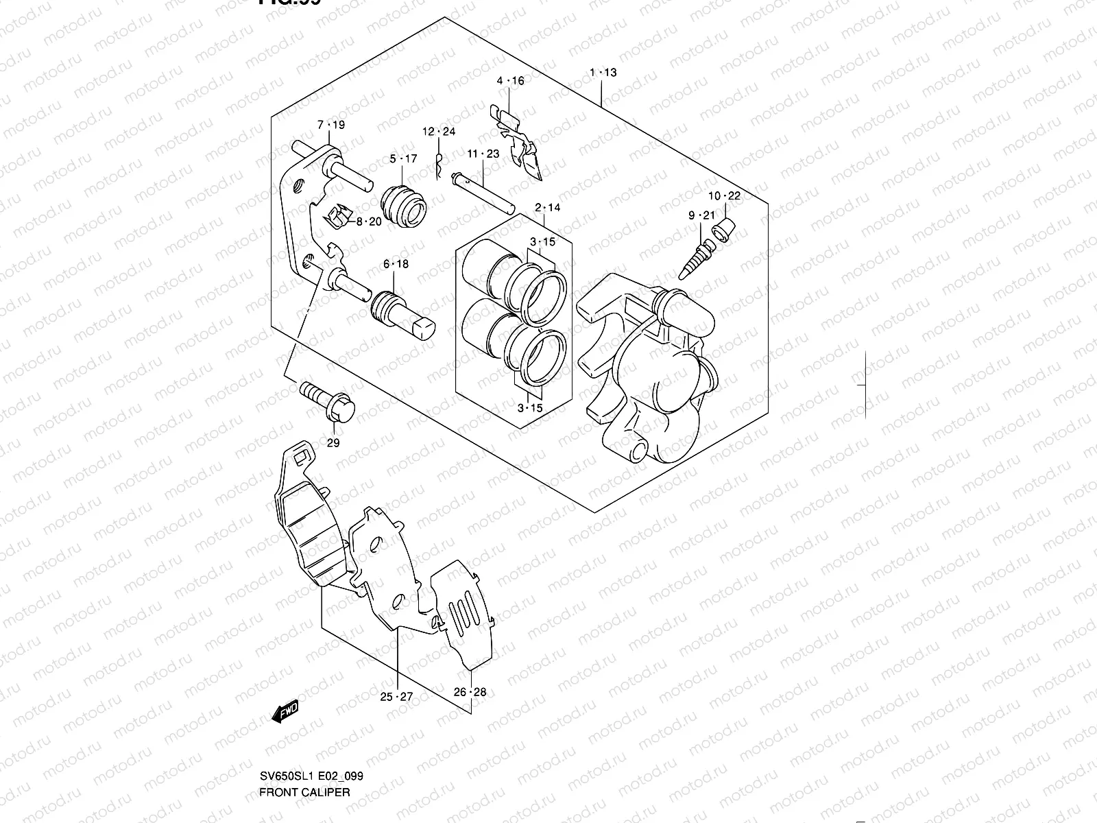 99 - FRONT CALIPER (SV650SL1 E24)