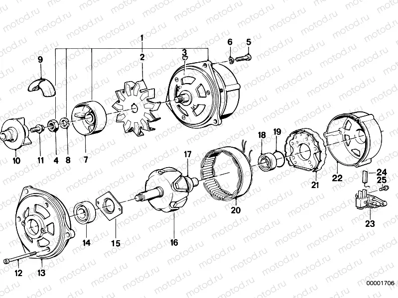 Alternator, individual parts