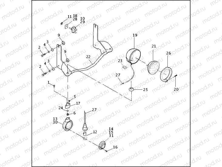 AUXILIARY LAMPS & FRONT TURN SIGNALS - FLHTC, FLHS, FLSTC (2 OF 2)