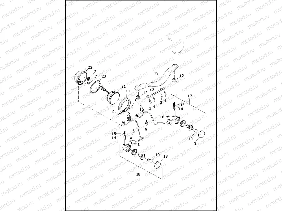 AUXILIARY/FOG LAMPS AND TURN SIGNALS, FRONT - FLHC, FLHCS