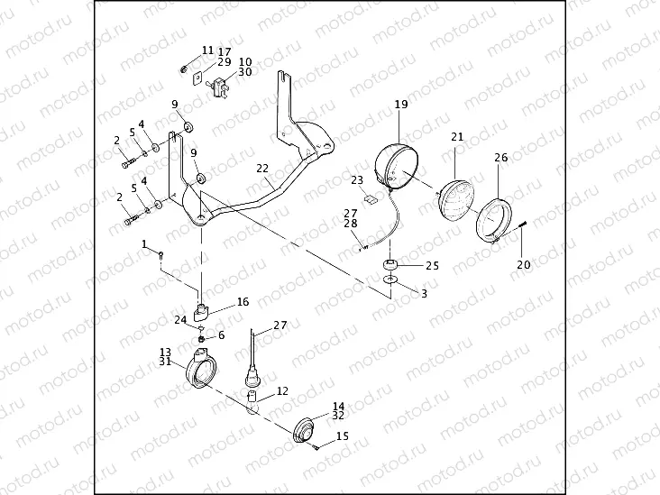 AUXILIARY/FOG LAMPS & FRONT TURN SIGNALS - FLHTC, FLHS