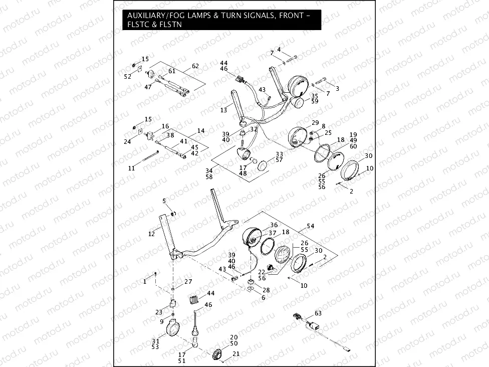 AUXILIARY/FOG LAMPS & TURN SIGNALS, FRONT - FLSTC & FLSTN (1 OF 2)