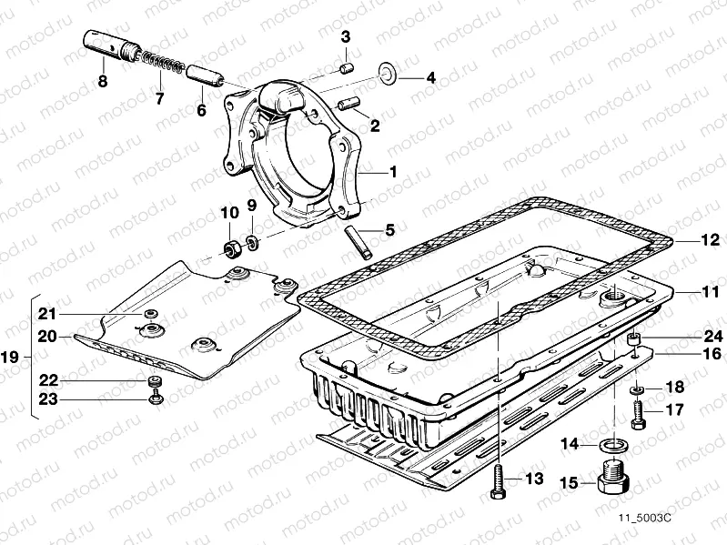Bearing cover/oil pan/aggregate guard