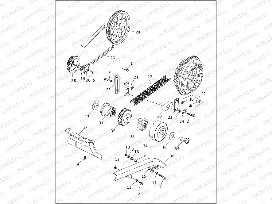 BELTS, CHAINS, SPROCKETS & REAR BELT GUARD