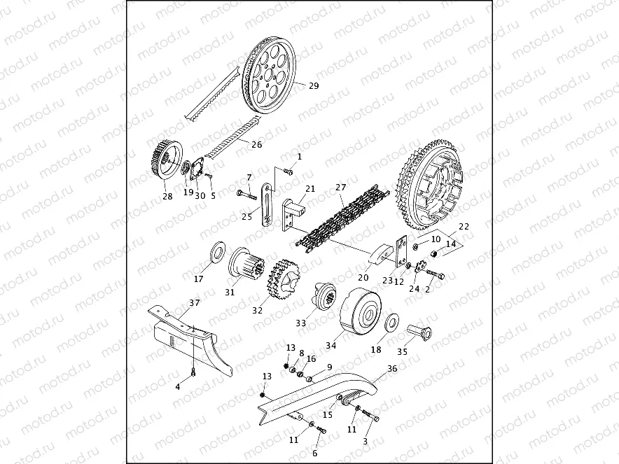 BELTS, CHAINS, SPROCKETS & REAR BELT GUARD