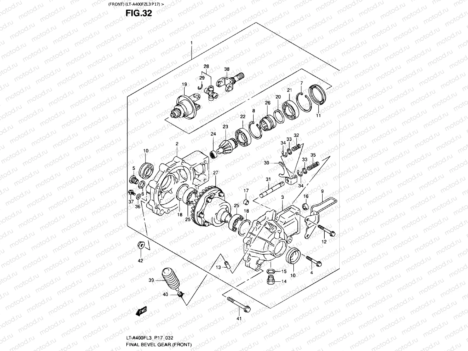 BEVEL GEAR (FRONT) (LT-A400FZL3 P17)