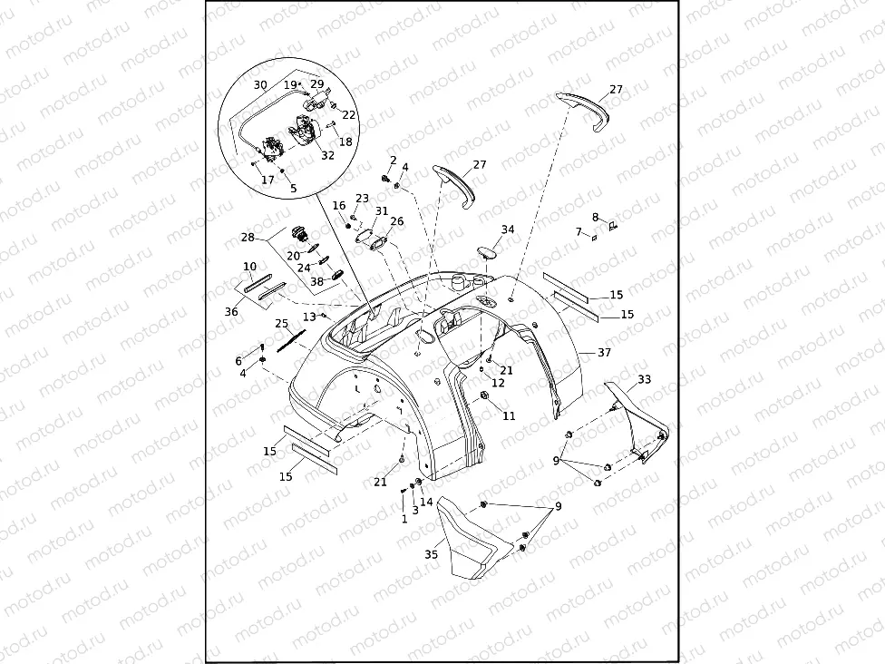 BODY ASSEMBLY AND SIDE COVERS - FLRT (2 OF 2)