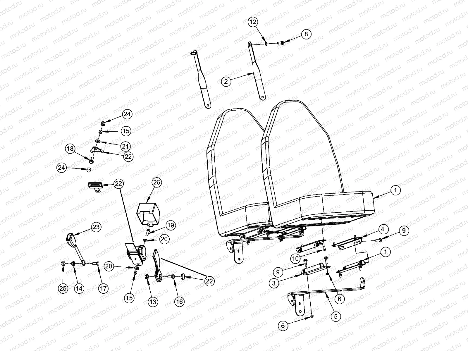 BODY | BODY, BUCKET SEAT RIGHT FIXED - e6 (49GEMBODY11BUCKETRT)