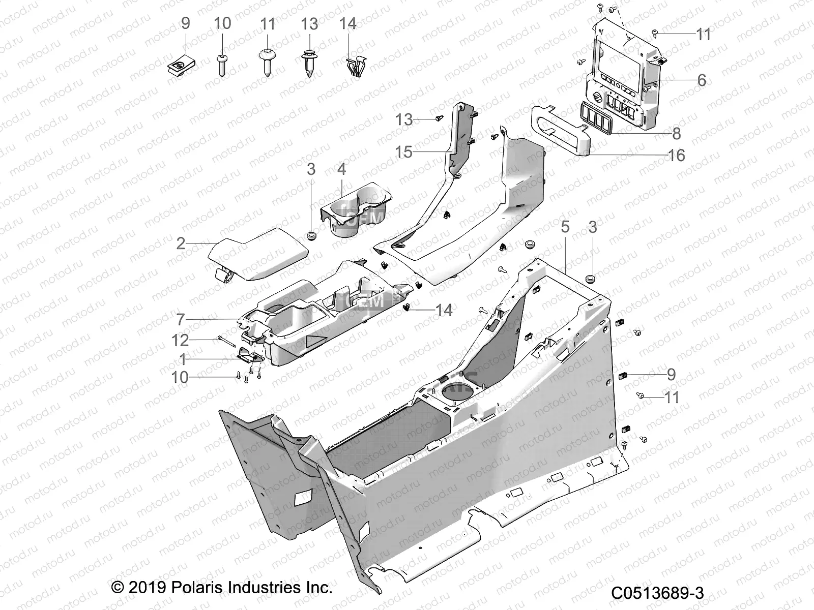 BODY | BODY, CENTER CONSOLE - T20AAGHD ALL OPTIONS (C0513689-3)