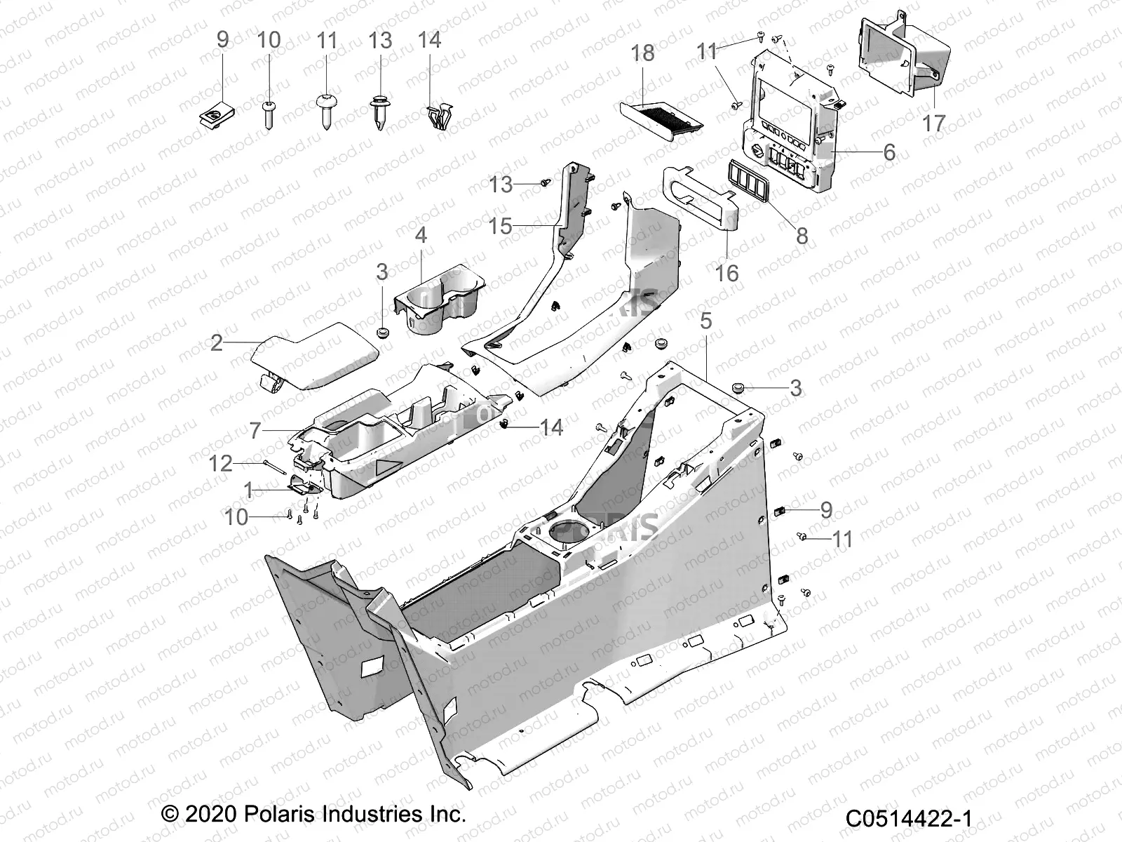 BODY | BODY, CENTER CONSOLE - T22AASGDAA/BA/SHDAA/BA/TGDAA/AB/BA/BB/THDAA/AB/BA/BB/LHDAR/BR/CR/LGDAR/BR/CR (C0514422-1)