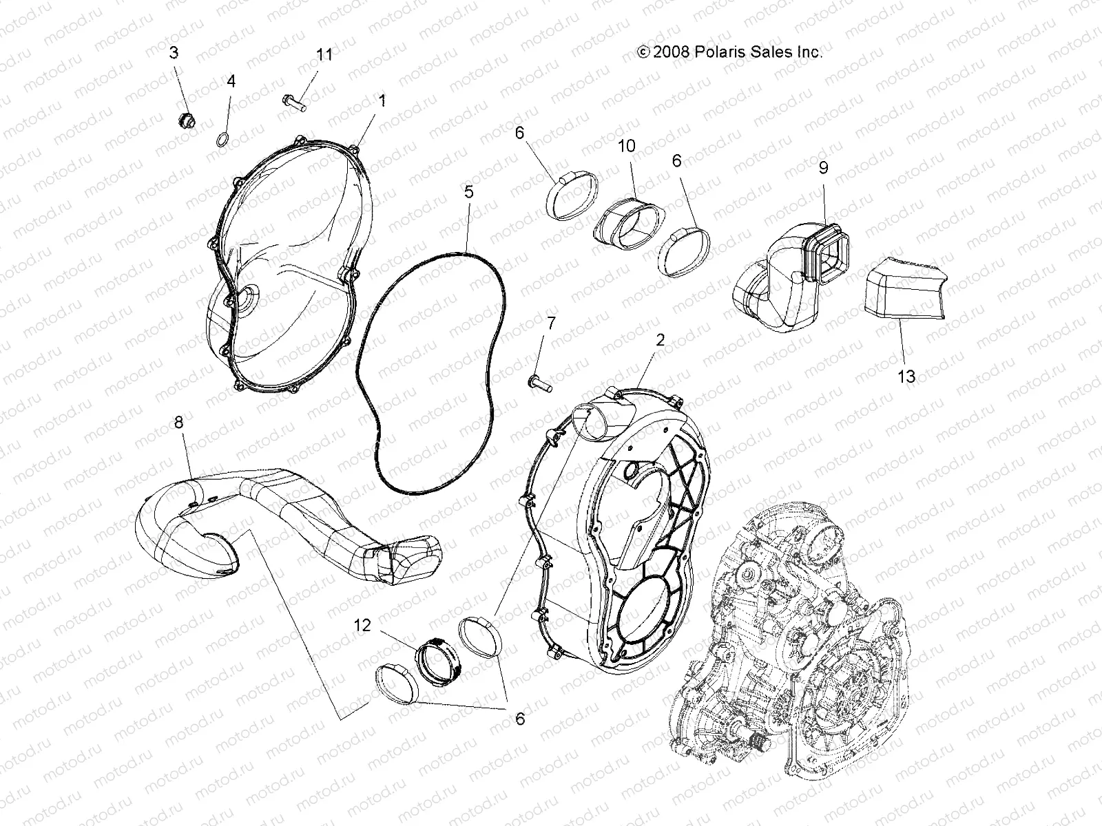 BODY | BODY, CLUTCH COVER - A09ZN55AL/AQ/AS/AT/AX (49ATVCLUTCHCVR09SPXP550)