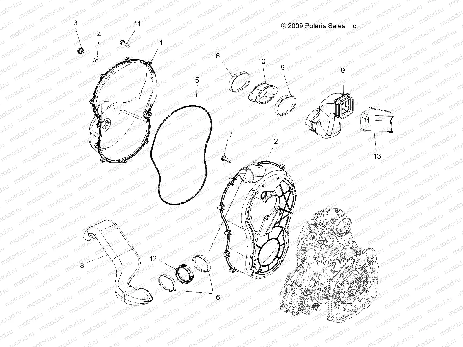 BODY | BODY, CLUTCH COVER - A10ZX85FL/FF (49ATVCLUTCHCVR10SPXP550)