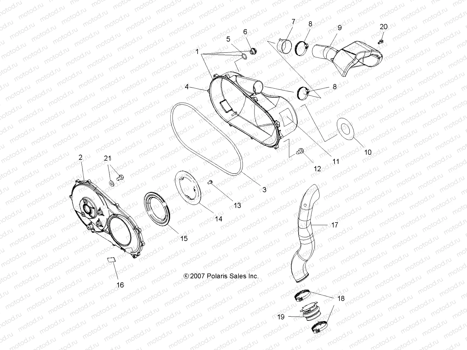 BODY | BODY, CLUTCH COVER and DUCTING - A08MH76SS/SF (49ATVCLUTCHCVR08SP800EFI)
