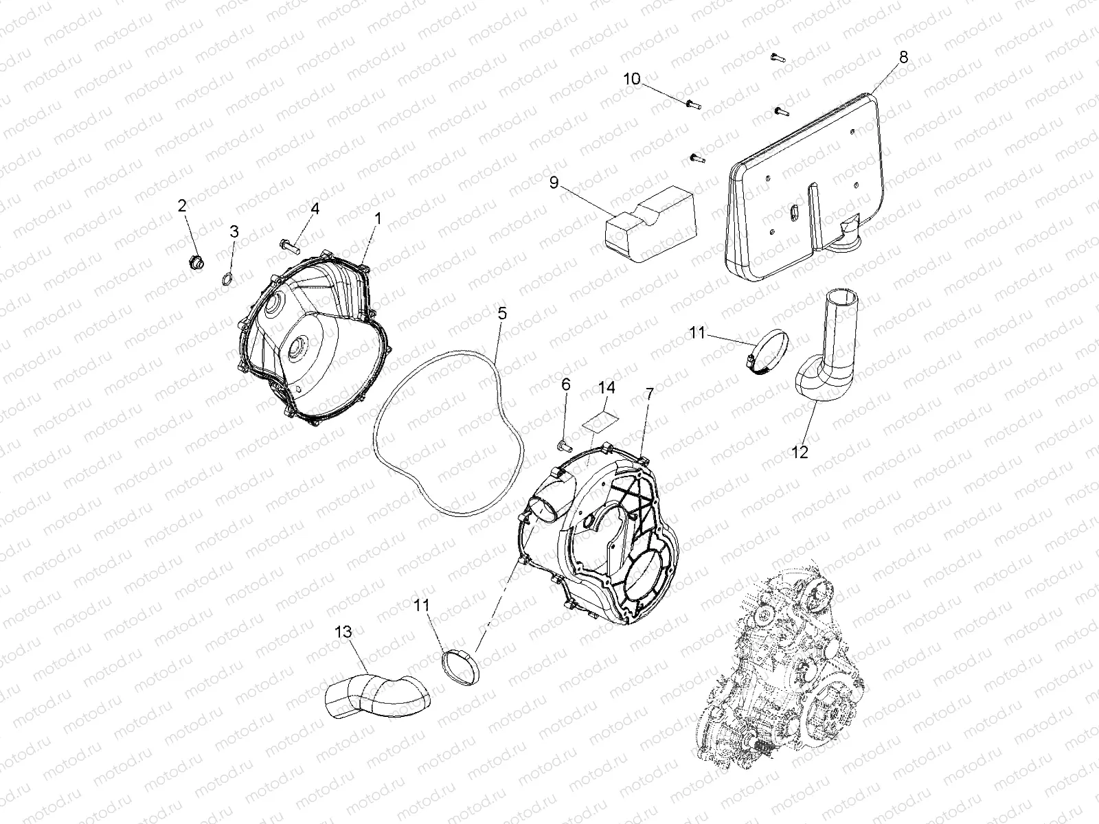 BODY | BODY, CLUTCH COVER and DUCTING - R12TH90DG (49RGRCLUTCHCVR11900D)