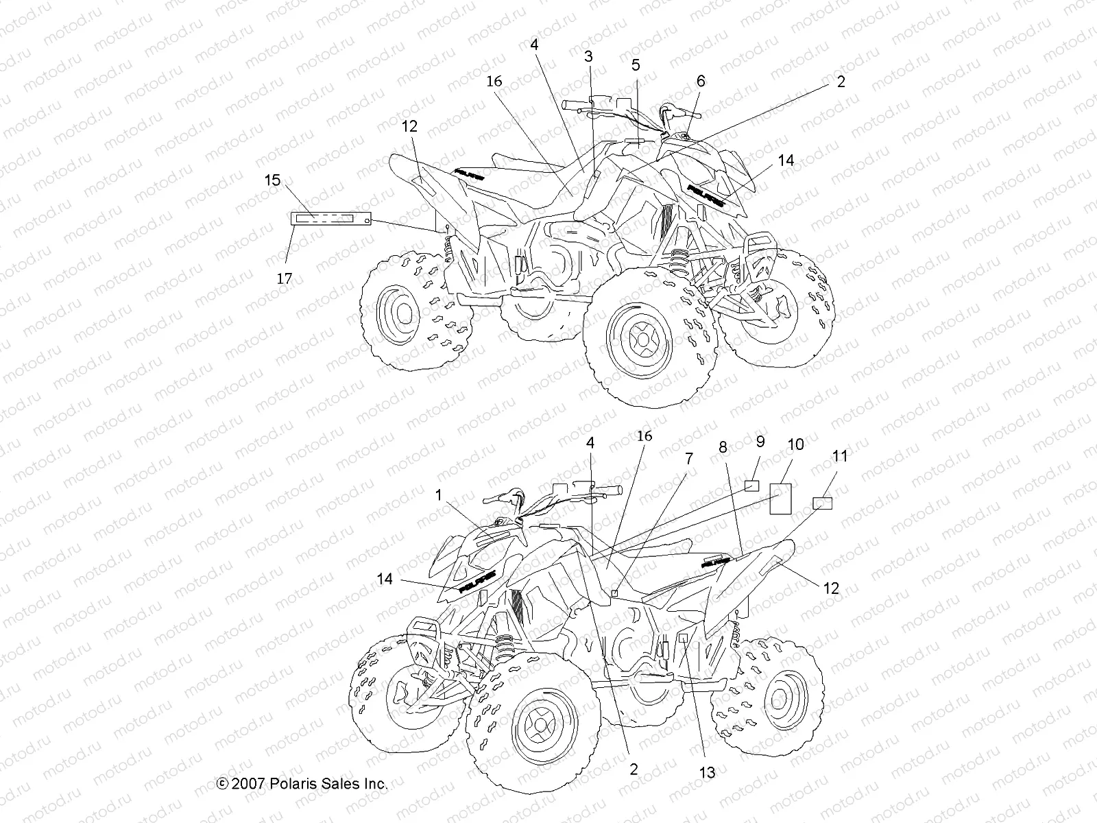 BODY | BODY, DECALS - A08GP52AA (49ATVDECAL08OUT525S)