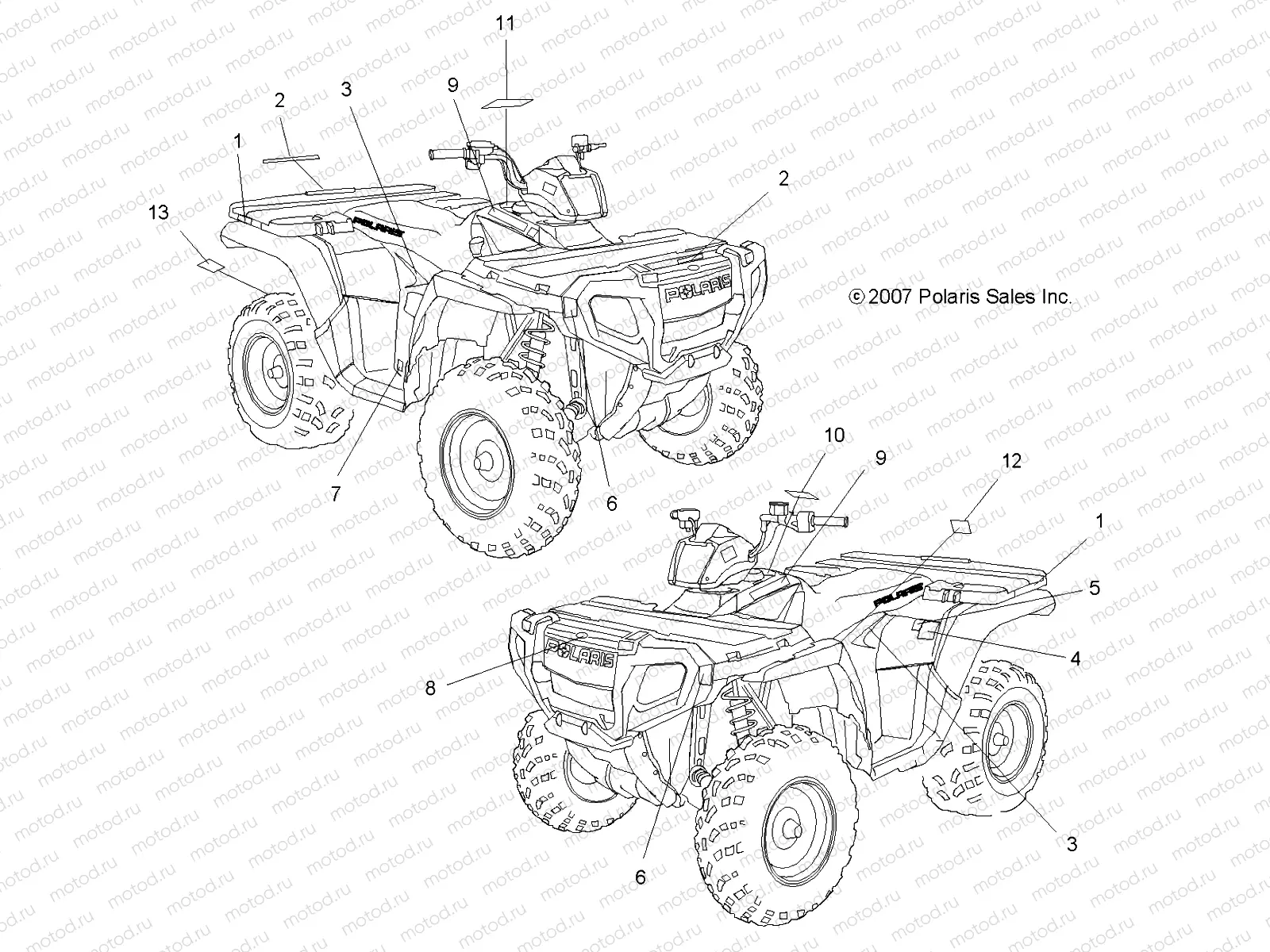 BODY | BODY, DECALS - A08MH50AX/AZ (49ATVDECAL08SP500)