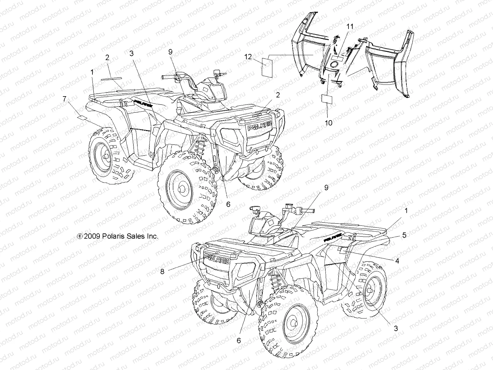 BODY | BODY, DECALS - A09MH50AS/AX/AZ (49ATVDECAL09SP500HO)
