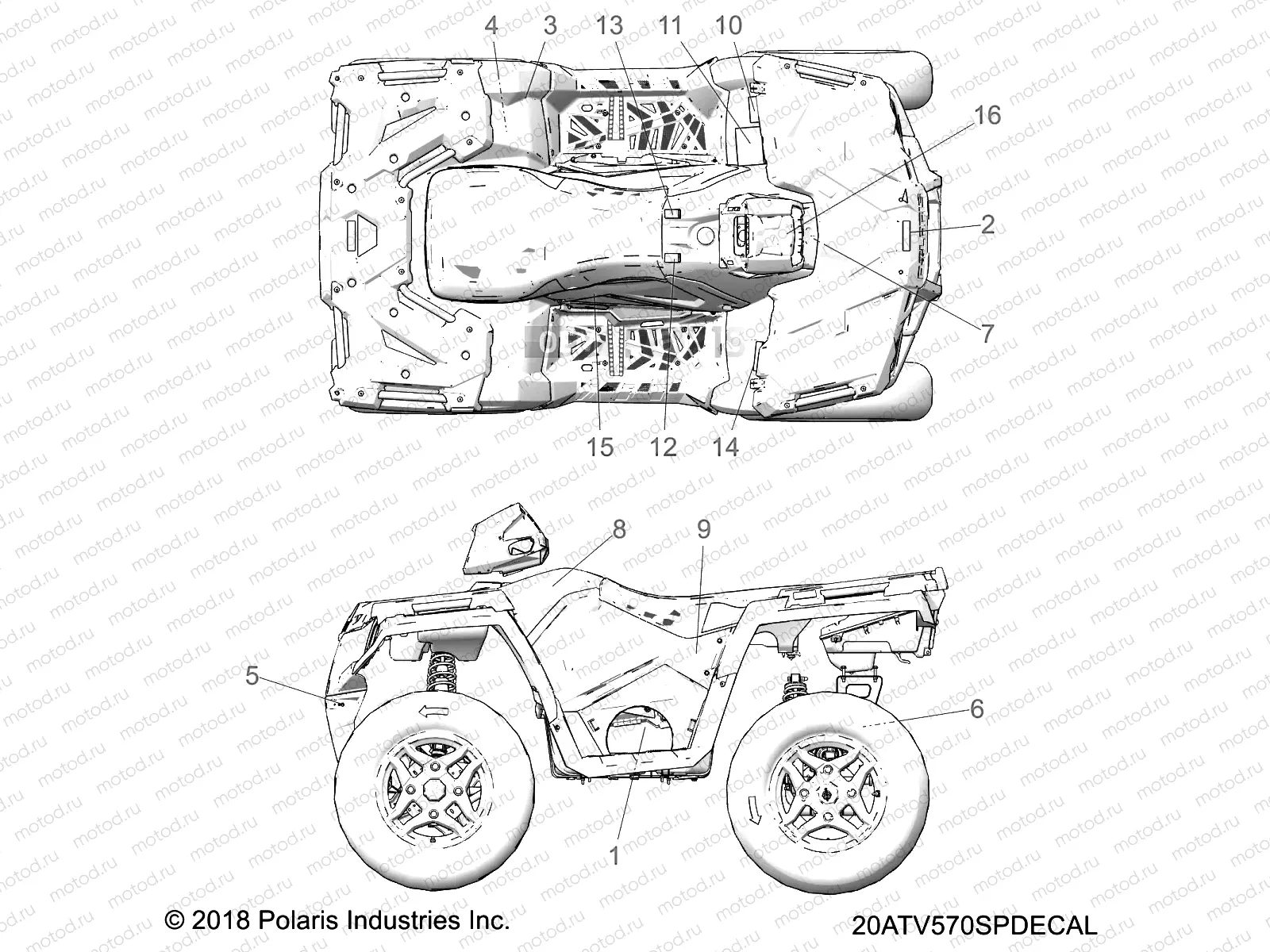 BODY | BODY, DECALS - A20SHD57A9 (20ATV570SPDECAL)