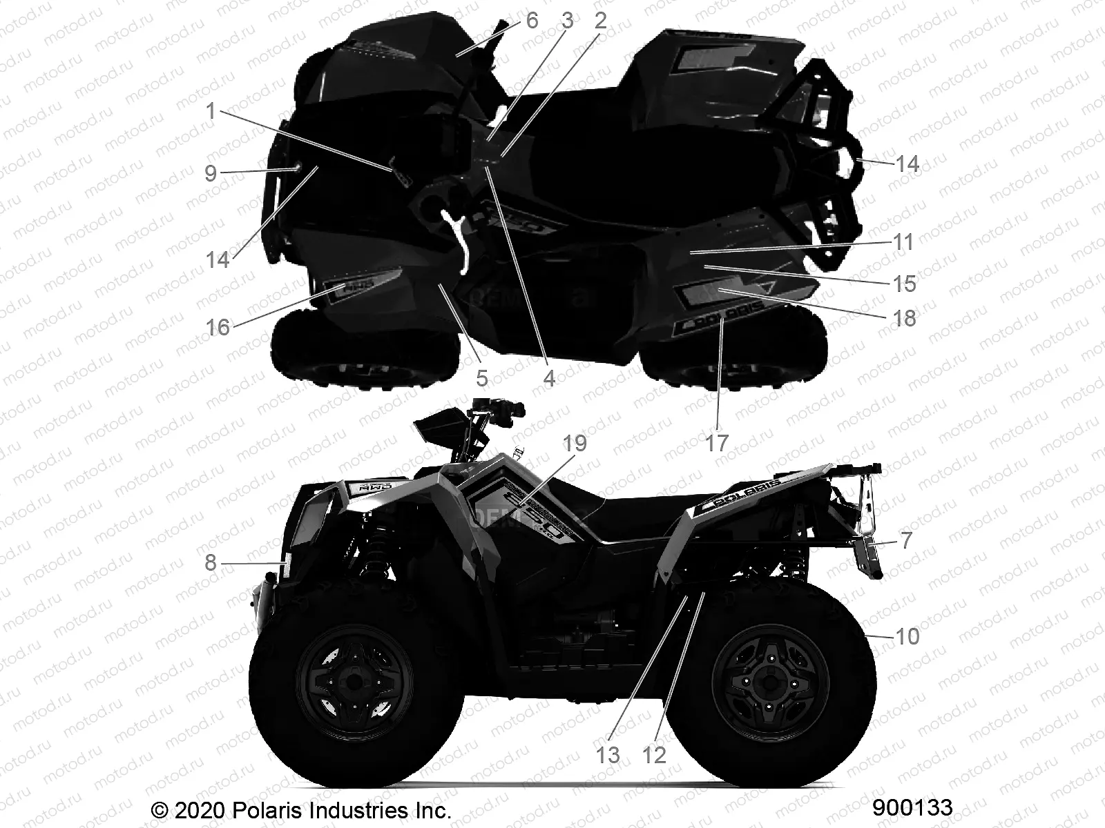BODY | BODY, DECALS - A20SVA85A3 (900133-01)