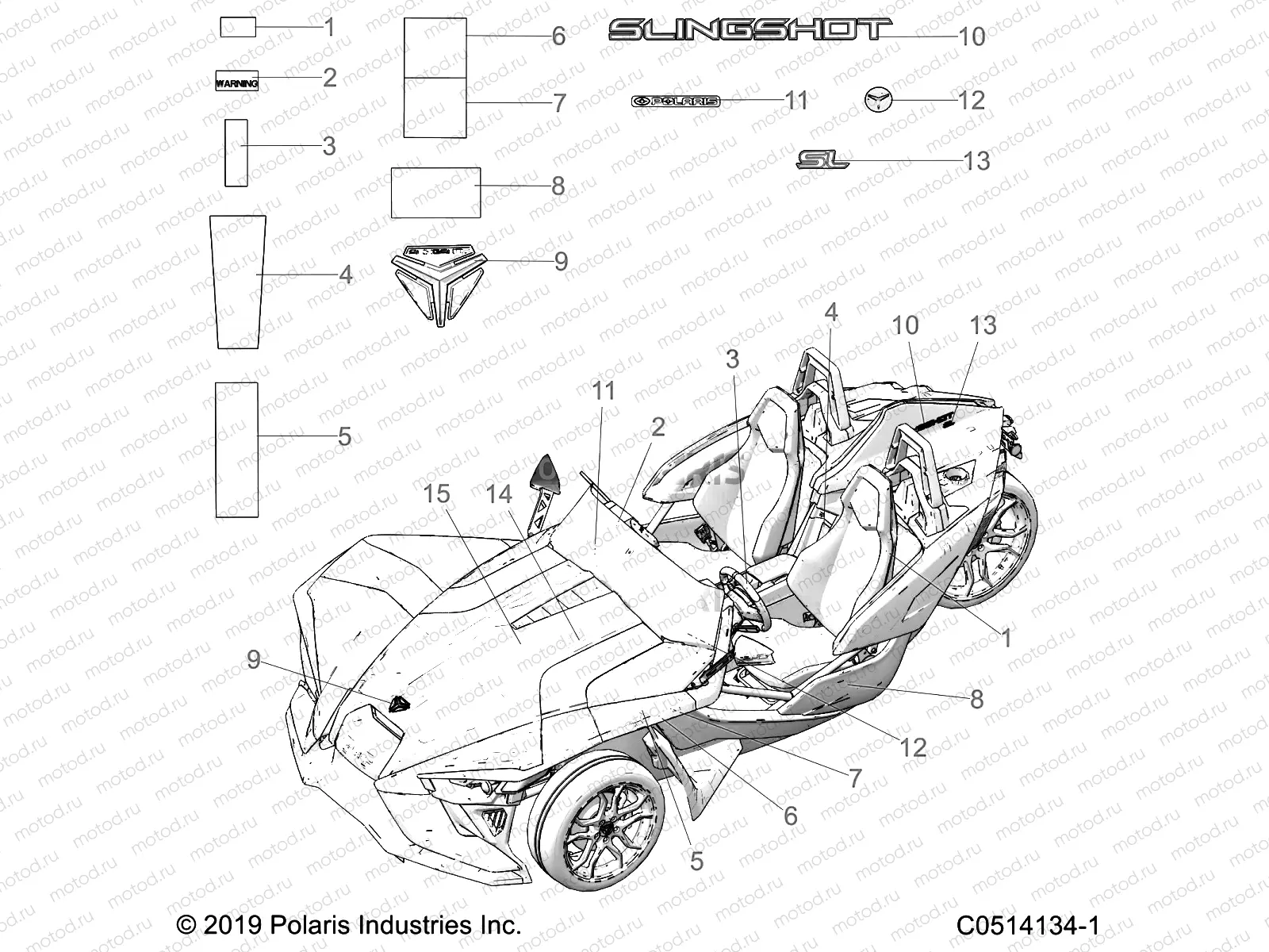 BODY | BODY, DECALS AND BADGES (SL MODELS) - T20AAPHD ALL OPTIONS (C0514134-1)