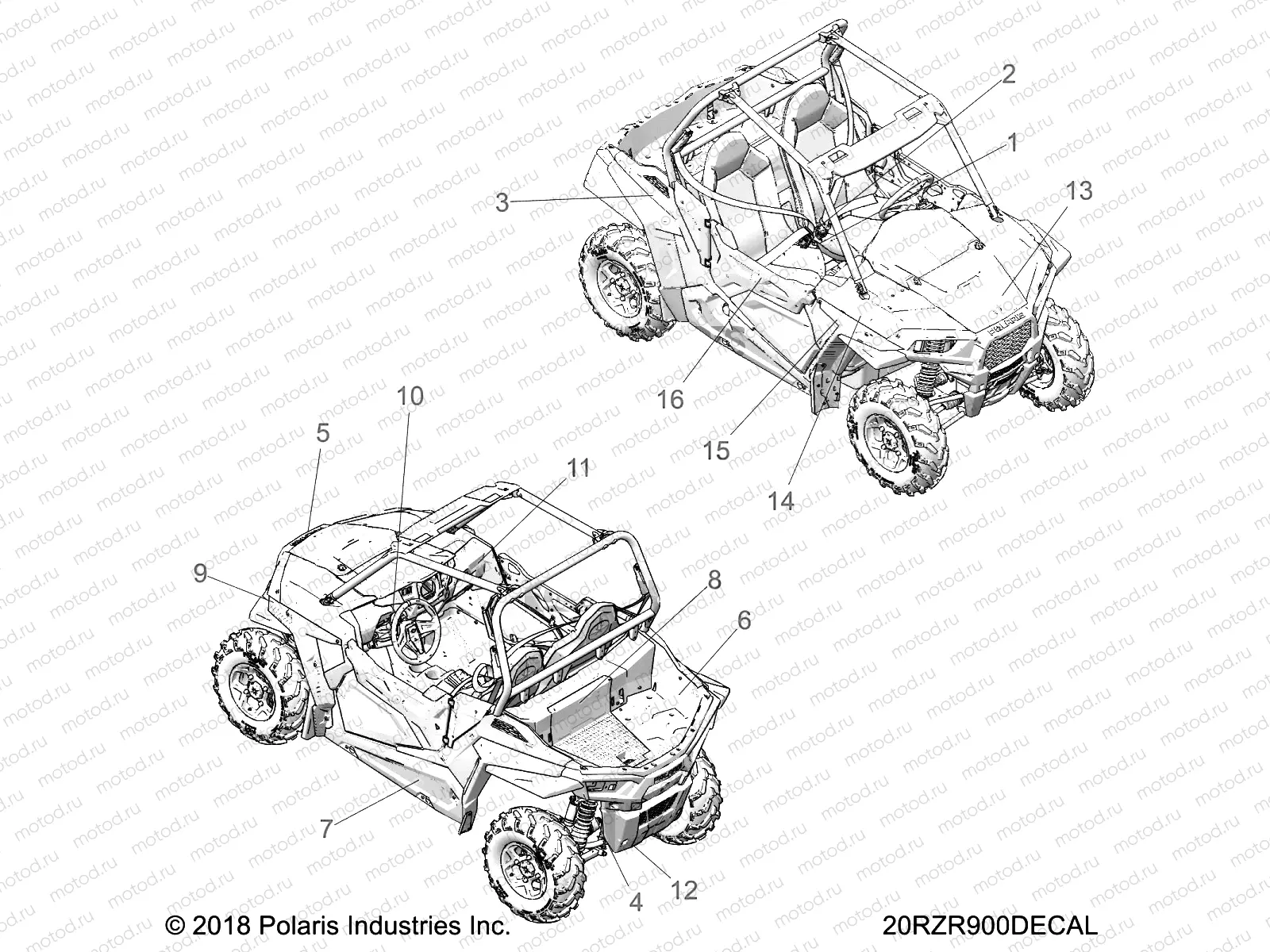 BODY | BODY, DECALS - Z20A5K87BG (20RZR900DECAL)