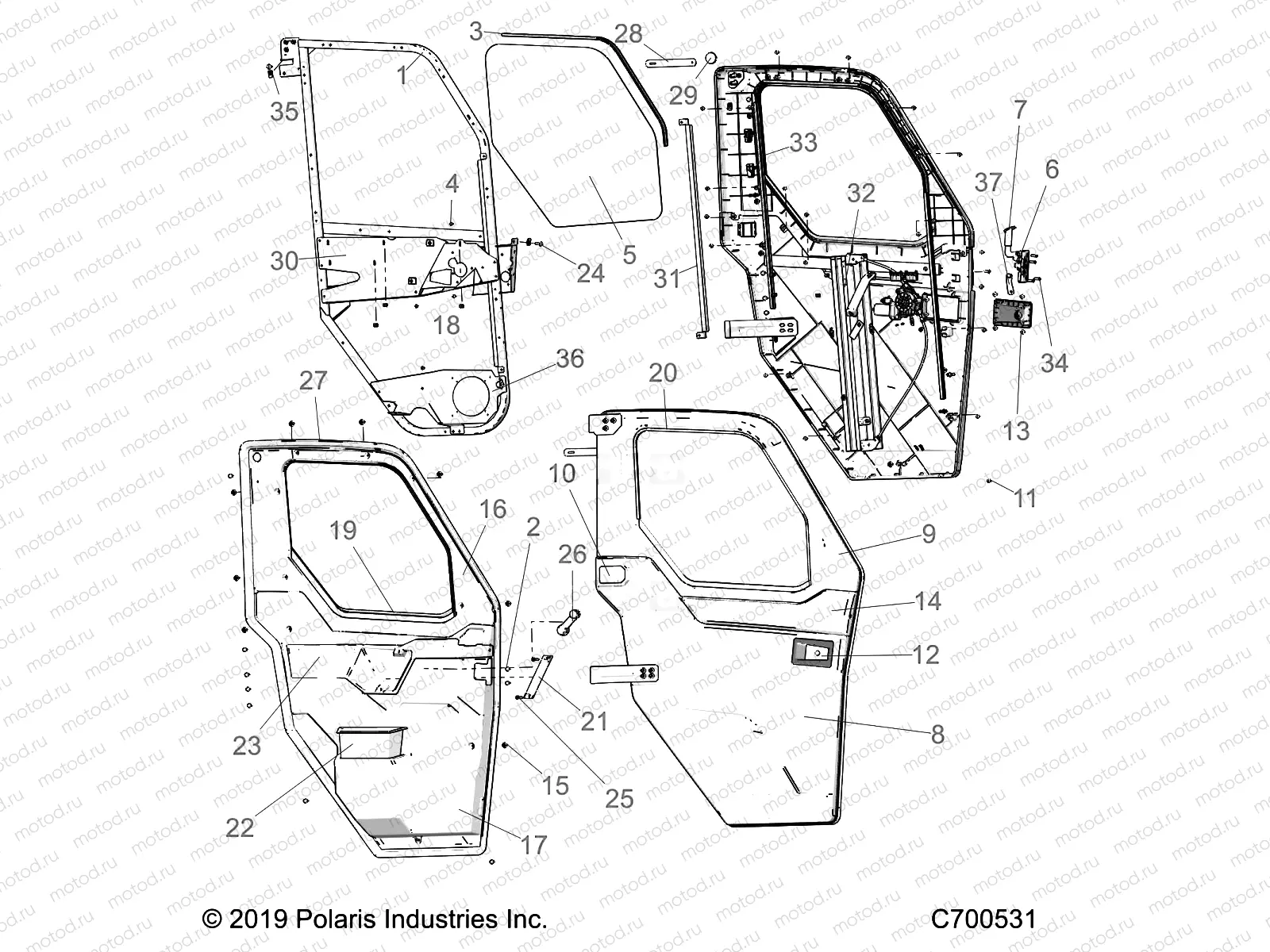 BODY | BODY, DOOR, WNDW, PREM, FRONT FULL POWER - R19RSU99/A/B (C700531)