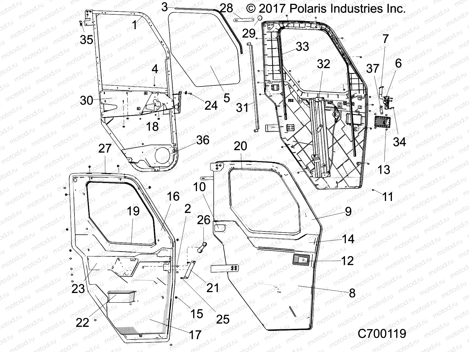 BODY | BODY, DOOR, WNDW STD, FRONT, FULL CRANK - R19RSU99/A/B (C700119)