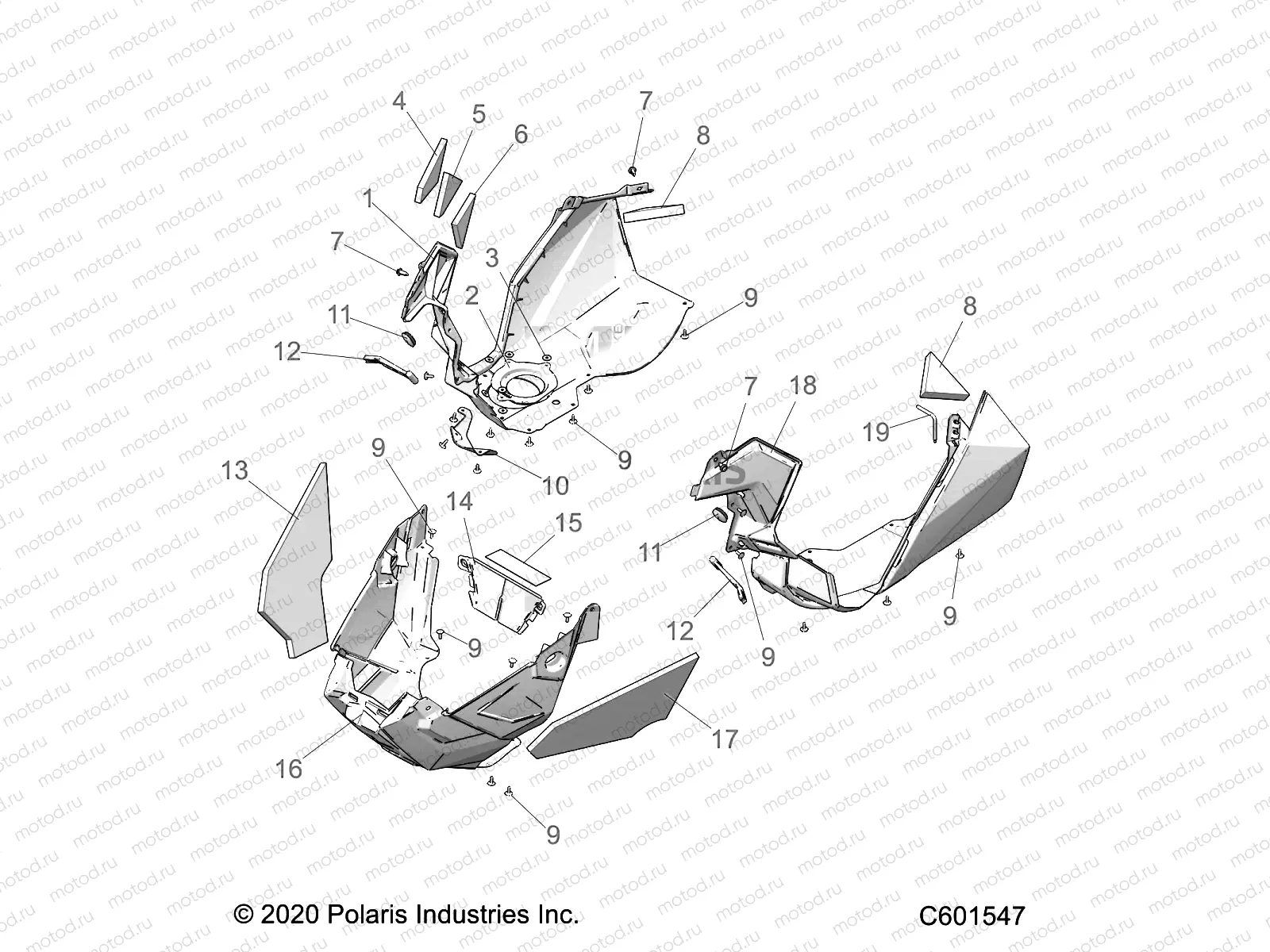 BODY | BODY, FENDERS AND NOSEPAN ASM. - S22EFA8RS/EFB8RS ALL OPTIONS (C601547)